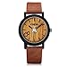 CUCOL Eco Faux Wooden Dial Watches for Men and Women Leather Band Casual Wristwatch