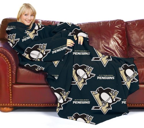 NHL Pittsburgh Penguins Adult Comfy Throw Blanket with Sleeves