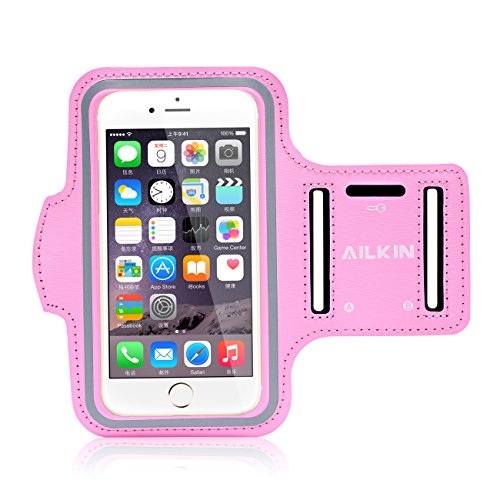 Sports Armband, Ailkin Running Sports Armband for Apple iPhone 6s / iPhone 6 4.7 & Samsung Galaxy S6 / S6 Edge 5.1 inch - Card Slot, Sweat-proof, Pink (Compatible with Cellphones up to 5.2 Inch, Not Fit iPhone 6 Plus)