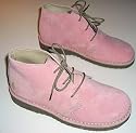 Girls pink suede leather lace up desert boots. UK