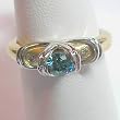 14K Two-Tone Gold Blue and White Diamond Ring