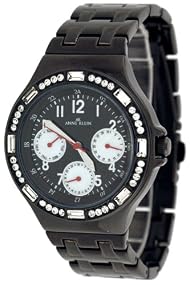 Ak Anne Klein Black IP Multi Function Diamond Bezel Watch #10/8377BKBK