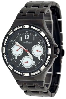 Ak Anne Klein Black IP Multi Function Diamond Bezel Watch #10/8377BKBK