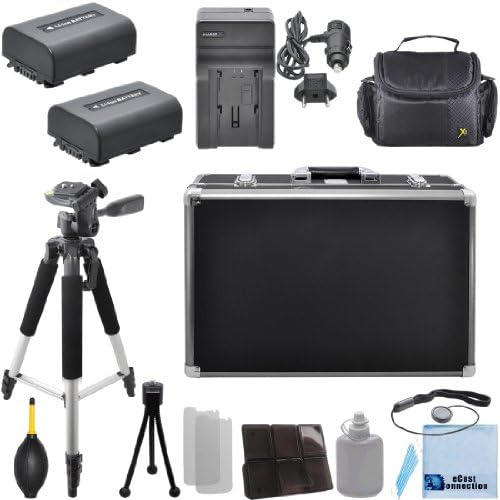 2 NP-FV50 Batteries + Car/Home Charger + 57" Tripod for Sony HDR-XR155, HDR-XR160, HDR-XR260V, HDR-XR350, HDR-XR350E, HDR-R350V, HDR-XR550, HDR-XR550E, HDR-XR550V, HXR-MC50, & More.. Camcorder + Camera Case + Hard Case + Lens Blower + Complete Starter Kit & More