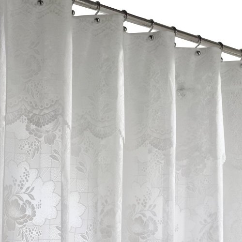 Maytex Floral Lace Fabric Shower Curtain