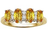 1.06 cts Genuine 4 Stone Citrine and Diamond Band - 14kt White or Yellow Gold