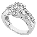 1-1/10ctw Emerald Cut Engagement Ring in 14k White Gold (HI/SI-I1)
