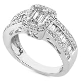 1.20ctw Emerald cut Engagement Ring in 14k White Gold (HI/SI-HI/I1)
