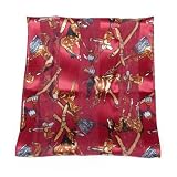 Horse Printed Black Ladies Scarf Burgundy
