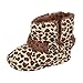 Warm Lovely Soft Sole Baby Girls Bowknot Leopard Snow Fur Boots Crib Shoes