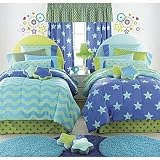 Black Friday Marvelous Waves Stars Blue 8pc Reversible Twin Bed-in-Bag
