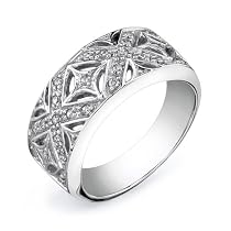 Retro Design 14 Karat White Gold Diamond Ring Band