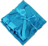 Personalized Turquoise Minky Dot/Turquoise Satin Security Blanket