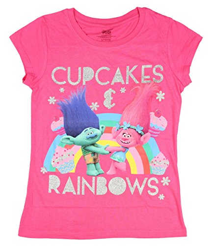 Trolls Movie Cupcakes & Rainbows Girls T-shirt (Large 10/12)