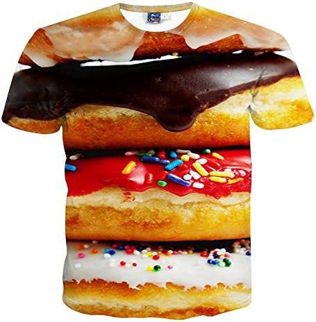 Simpleme Unisex Funny Stereoscopic Donuts 3D Print T-Shirts Short Sleeve Top