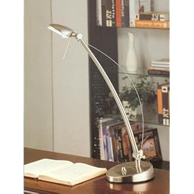 Click here to buy Adjustable Brushed Nickel Finish Desk Lamp with Full Range Dimmer by Cheyenne.