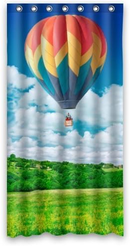 My favorite 36inhes x 72inhes Hot Air Ballon Flying Across Green Grass Moutain Art Design Bathroom Mildew Proof Polyester Fabric Shower Curtain