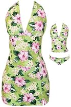 Hawaiian Tropical Tankini 3pc Swimsuit with Skirt
