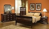 4pc California King Size Sleigh Bedroom Set Louis Philippe Style in Cappuccino Finish