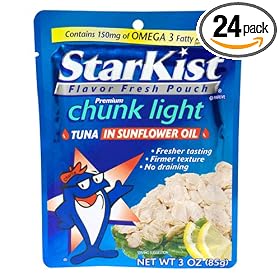 Starkist Chunk Light Tuna in Sunflower Oil, 2.6-Ounce Pouches (Pack of 24)