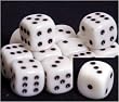 Mother of Pearl 16mm d6 White/black Pipped Dice