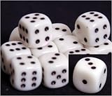 Mother of Pearl 16mm d6 White/black Pipped Dice