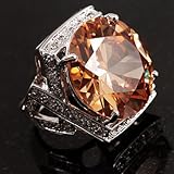 IMAGE OF Exquisite Round-Cut Champagne Fashion Cocktail Ring - size 8