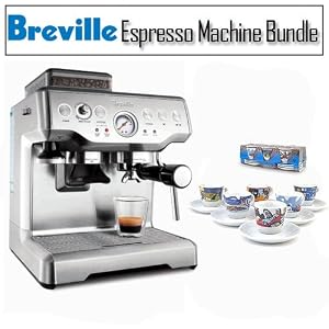 Breville BES860XL Programmable Espresso Machine With Grinder And Nuova Point Saucer Set by 