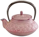 Joyce Chen 11-Ounce Japanese Tetsubin Cast-Iron Blossoms Teapot, Raspberry