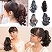 NEW Fashion Womens Ladies Medium Wavy Wave Hairpiece Remy Hair Extensions Ponytails (35cm) Stylish Curly Ponytail Extension Long Claw Clip on Layered Hair Piece Pp42