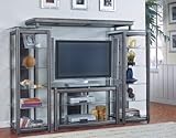 IMAGE OF Modern Contemporary Style Gray Finish Metal Entertainment Center TV Stand
