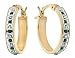Emerald and Diamond Oval Hoop Earrings in Sterling title=