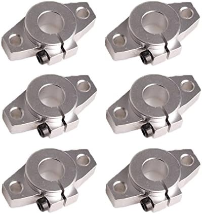 Atwobic 6Pcs Silver Aluminum Size 12mm SHF12 Linear Rod Rail Shaft Support Linear Motion CNC Router