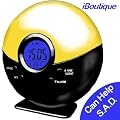 iBoutique Premium Natural Sunrise Digital Alarm Clock / Dawn Simulator - Gradual Light Up Over 20 Minutes & Room Temperature Display (SUN001BW Piano Black) - Free SAD Book Included