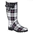 Women's Tartan Plaid Rain Boots - Black/ Pink