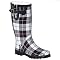 Women's Tartan Plaid Rain Boots - Black/ Pink