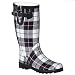 - Black/Pink Tartan Plaid Rainboot - 9.0