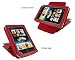 rooCASE (Red) Leather Case Cover with 22 Angle Adjustable Stand for Barnes and Noble NOOKcolor Nook Color eBook Reader – MV Series