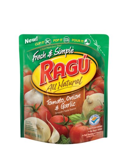 Ragu Fresh & Simple Smooth Pasta Sauce  Tomato  Onion & Garlic  13.5 Ounce Pouches