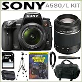 Sony Alpha A580/L 16.2MP HD DSLR Camera and 18-55mm F3.5-5.6 Lens with Sony SAL552002 55-200mm Telephoto Zoom Lens + Accessory Kit
