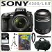 Sony Alpha A580/L 16.2MP HD DSLR Camera and 18-55mm F3.5-5.6 Lens with Sony SAL552002 55-200mm Telephoto Zoom Lens + Accessory Kit