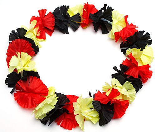 LED Hawaiikette leuchtend und blinkend, Blumenkette Deutschland schwarz-rot-gold, Fanartikel WM, EM Europameisterschaft