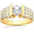 18K Yellow Gold Diamond Engagement Ring Semimount - CENTER STONE NOT INCLUDED