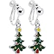Handcrafted Holiday Tree Clip On Earrings
