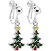 Handcrafted Holiday Tree Clip On Earrings