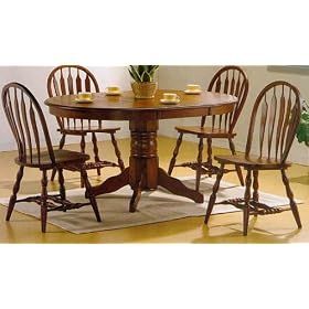Wood Finish Windsor Chair Dining Set by