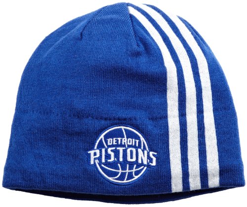 NBA Men's Authentic Team Knit Hat - Kf10Z, Detroit Pistons, One Size, Blue/white