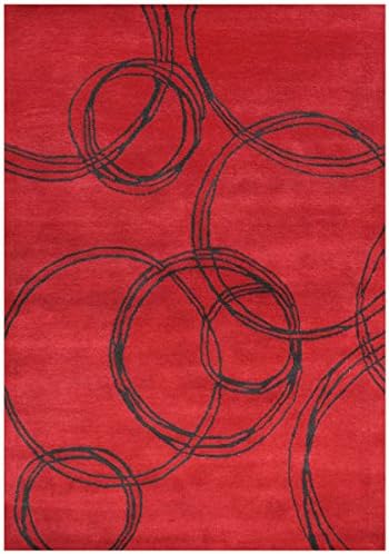 Handmade Red/ Black Wool Blend Rug (8' x 10')