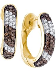 Real Diamond Earrings 0.65CTW DIAMOND FASHION HOOPS Yellow-gold 10K