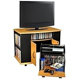 Game Center & TV Cart Center in Oak/Black by Venture Horizon